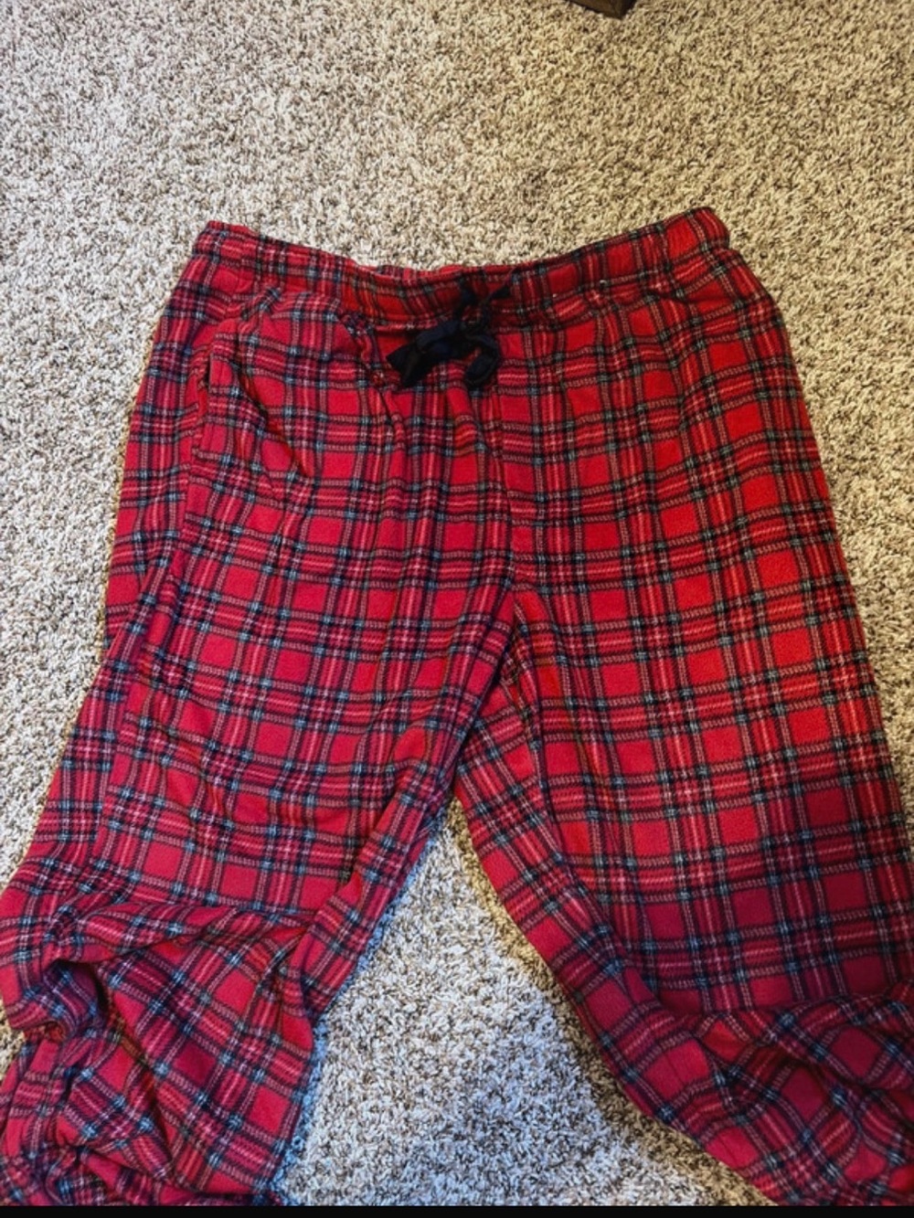 St. John's Bay Red Plaid Drawstring Jogger Sweatpants